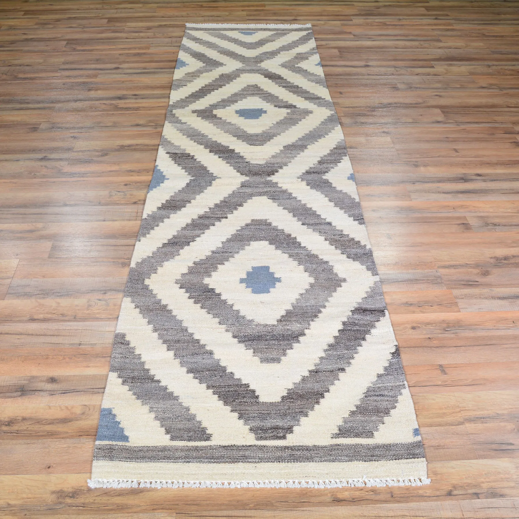 Hand-Woven Flat-weave Kilim Runner 100% Wool Rug (Size 2.5 X 10.0) Cwral-7368
