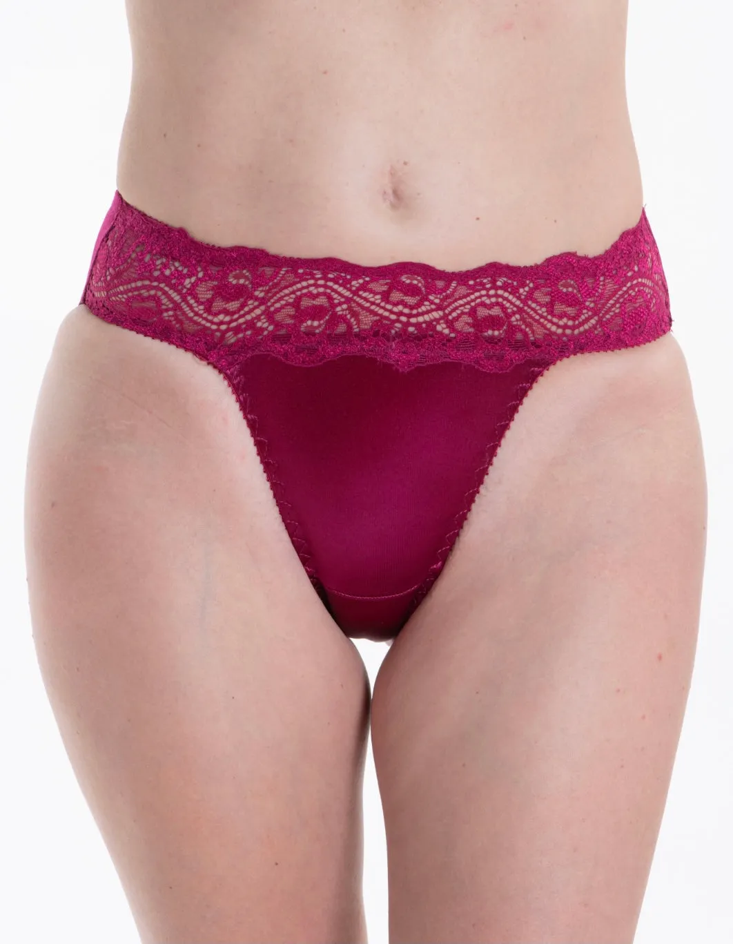 High Leg Satin and Lace Panty