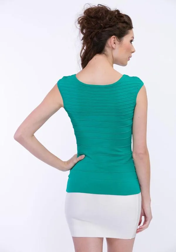 Jade Bandage Top With Diagonal Zipper