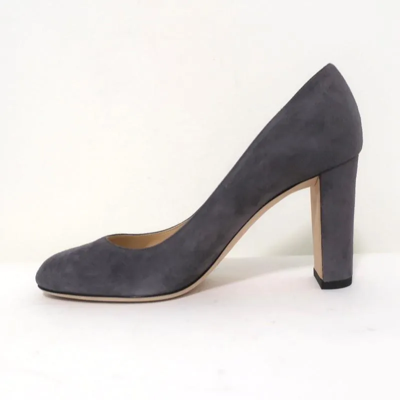 Jimmy Choo Laria 85 Pumps Gray Suede Size 39 Almond Toe Heel NEW