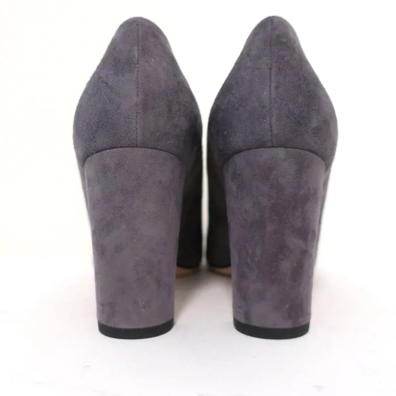 Jimmy Choo Laria 85 Pumps Gray Suede Size 39 Almond Toe Heel NEW
