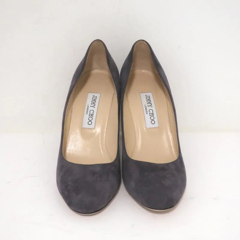 Jimmy Choo Laria 85 Pumps Gray Suede Size 39 Almond Toe Heel NEW
