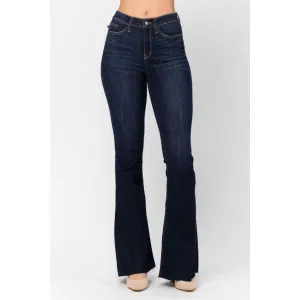 Judy Blue High Waisted Raw Hem Flare Jeans