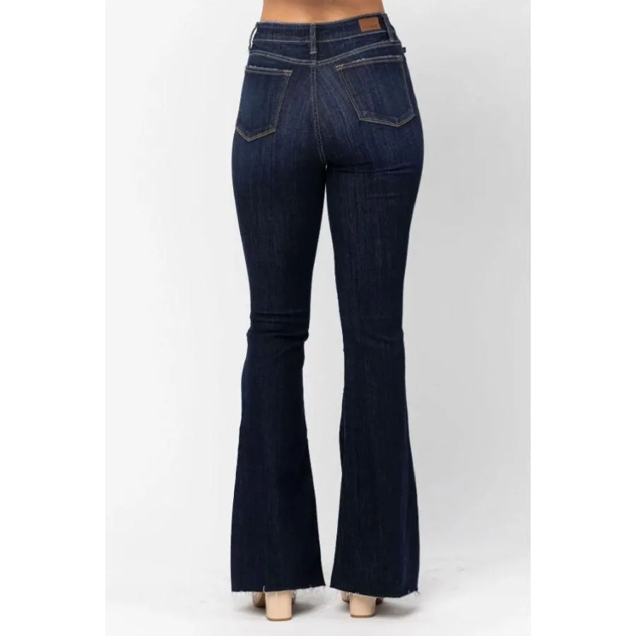 Judy Blue High Waisted Raw Hem Flare Jeans