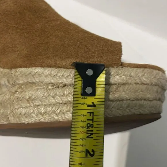 Kate Spade Toby Suede Tan Espadrille Wedge Sandal Size 7.5