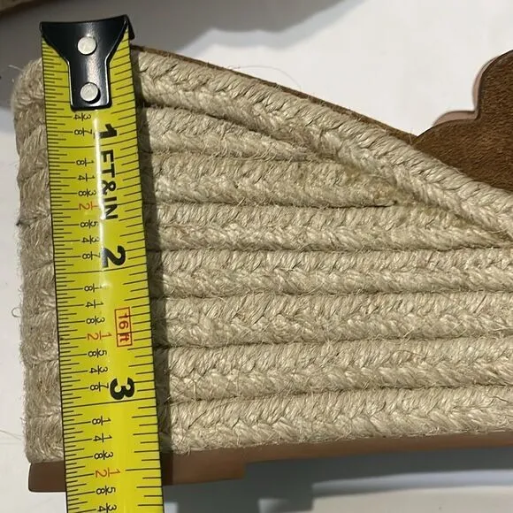 Kate Spade Toby Suede Tan Espadrille Wedge Sandal Size 7.5