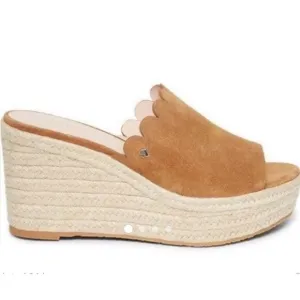 Kate Spade Toby Suede Tan Espadrille Wedge Sandal Size 7.5