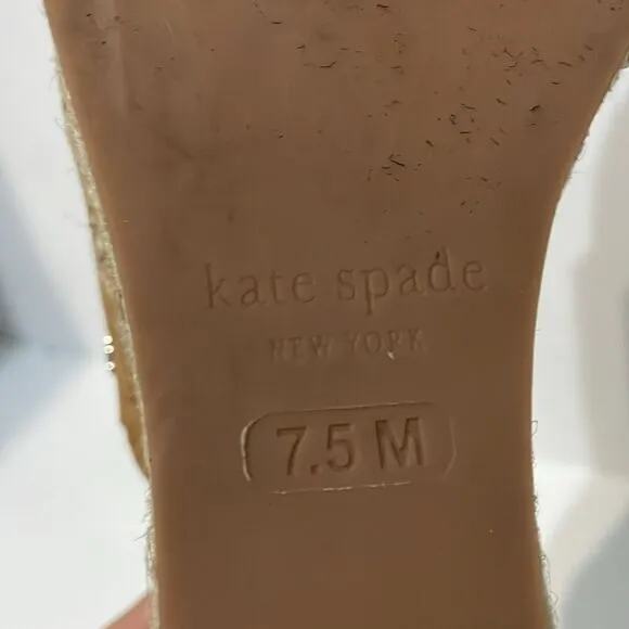 Kate Spade Toby Suede Tan Espadrille Wedge Sandal Size 7.5