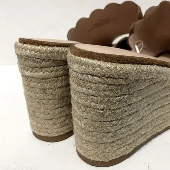 Kate Spade Toby Suede Tan Espadrille Wedge Sandal Size 7.5
