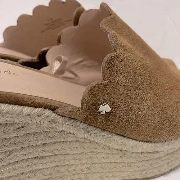 Kate Spade Toby Suede Tan Espadrille Wedge Sandal Size 7.5