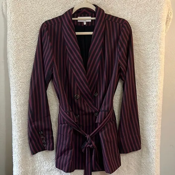 L’academie Striped Blazer with Belt
