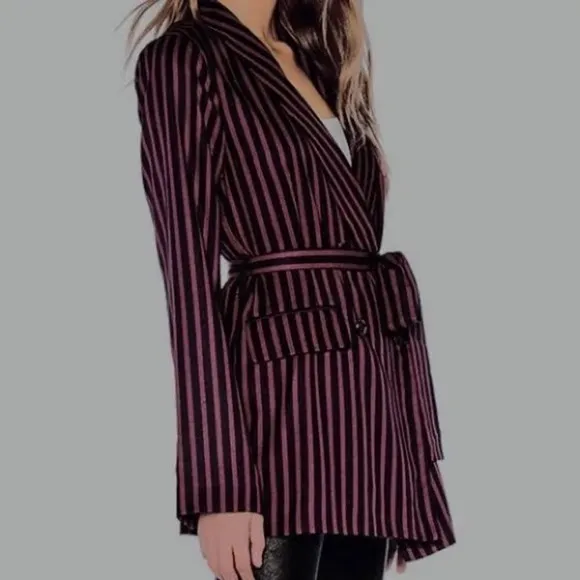 L’academie Striped Blazer with Belt