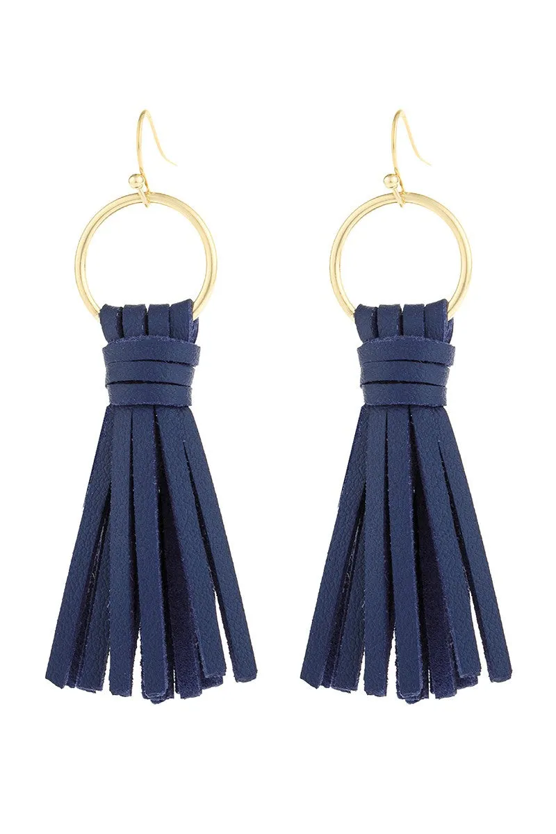 LEATHER TASSEL EARRINGS