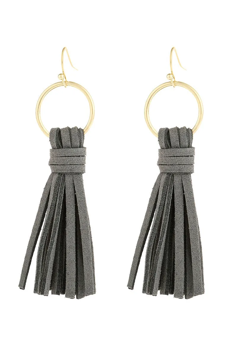 LEATHER TASSEL EARRINGS