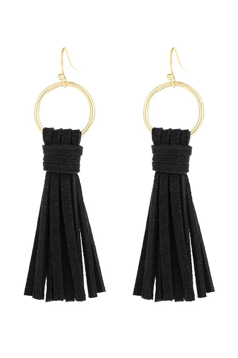 LEATHER TASSEL EARRINGS