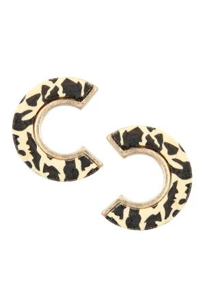 LEOPARD WOOD POST EARRINGS