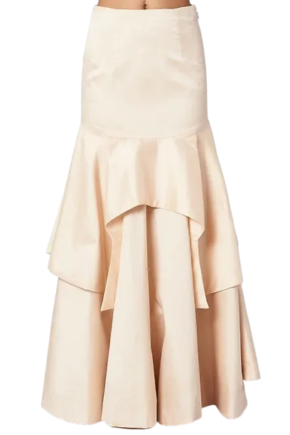 Light Peach Beaded Corset Fanned Lehenga