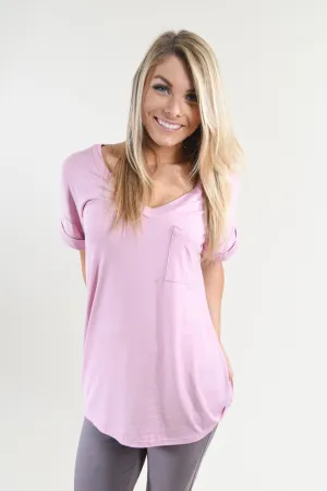 Light Purple Essential V-Neck Top