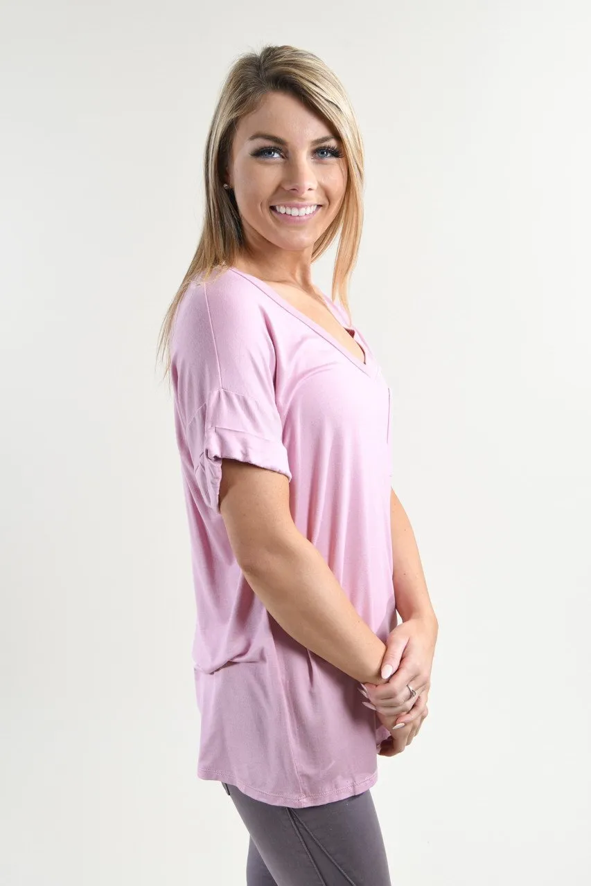 Light Purple Essential V-Neck Top