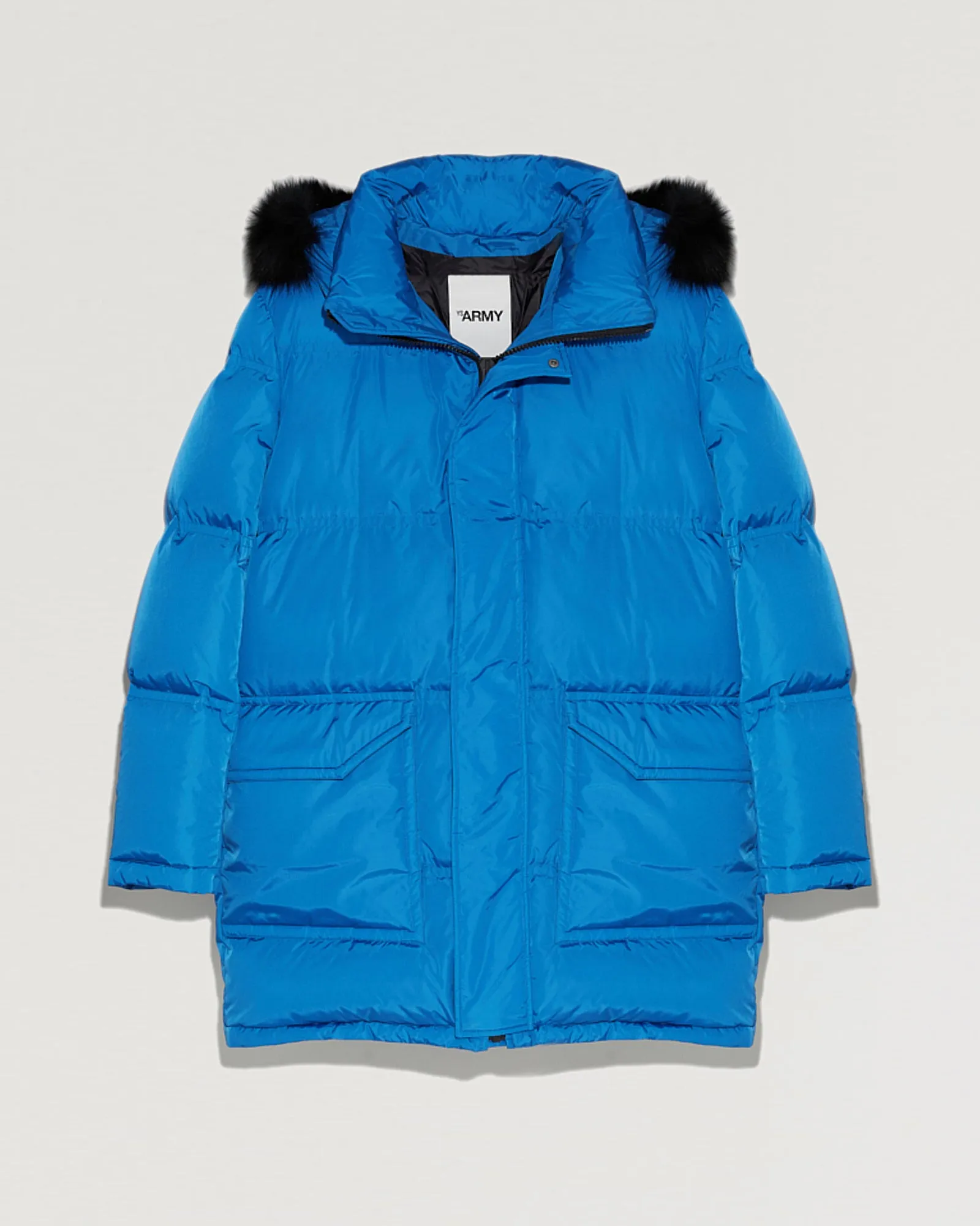 Long Hooded down jacket with fox fur