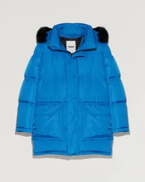 Long Hooded down jacket with fox fur