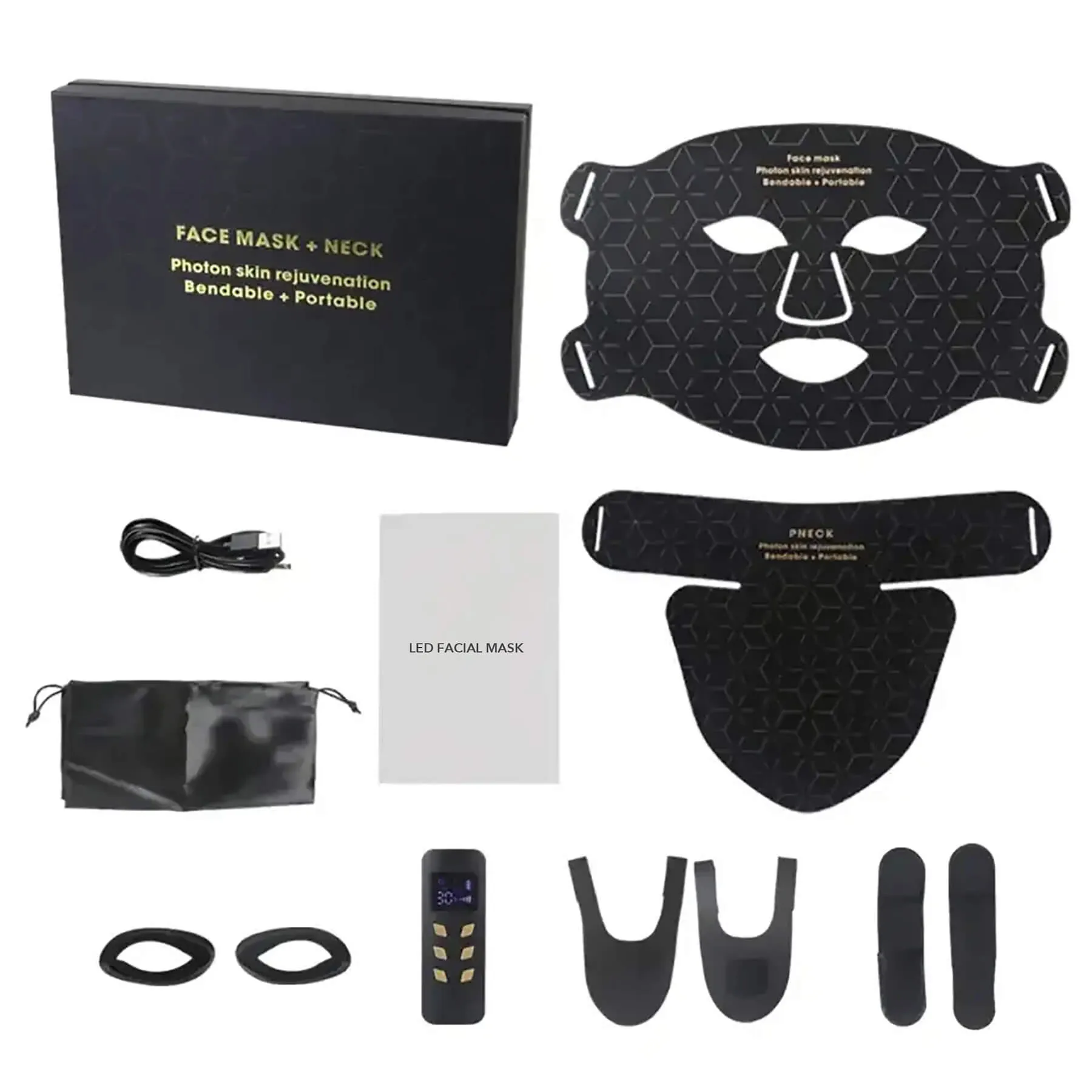 Lukirch® 3D LED Infrared Red Iight Therapy Face Neck Silicone Mask, 4 Colors