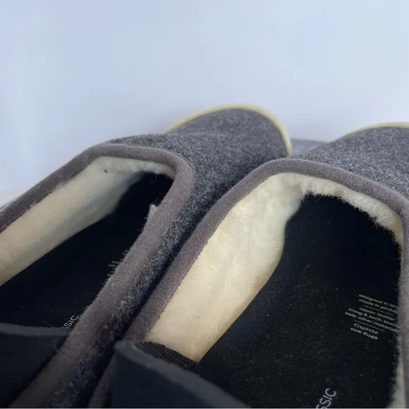 Mahabis Classic Grey Wool Slippers Shoes With Rubber Sole Addition Size 40
