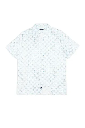 Malibu Blue Stencil Button Up