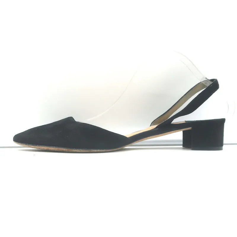 Manolo Blahnik Aspro Slingback Pumps Black Suede Size 42 Pointed Toe Block Heel