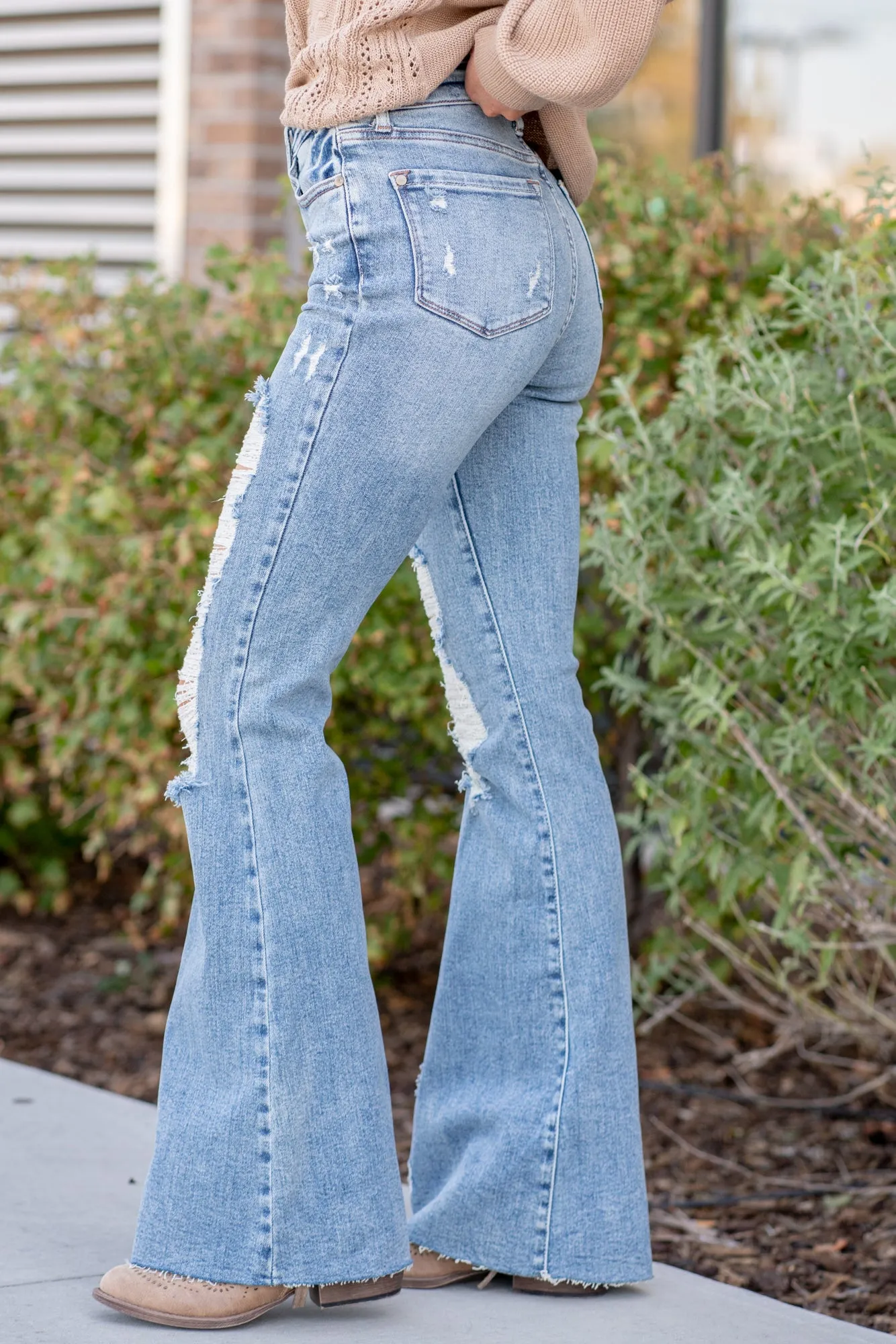 Marietta High Rise Distressed Flares