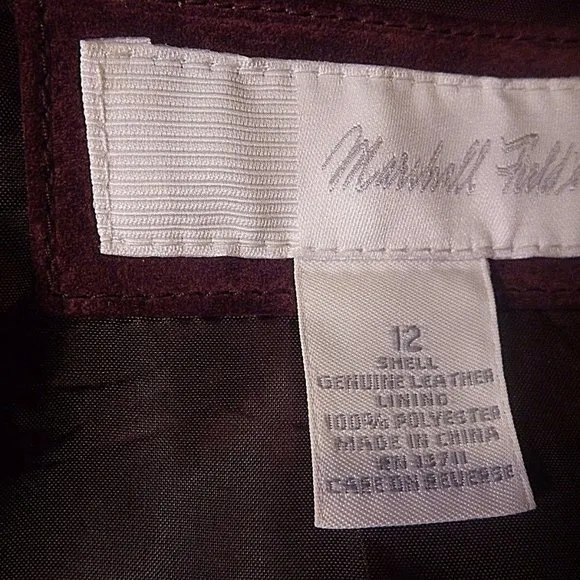 Medium 10 Soft Real Suede Leather Trim Over Coat Blazer Burgundy Vintage Jacket