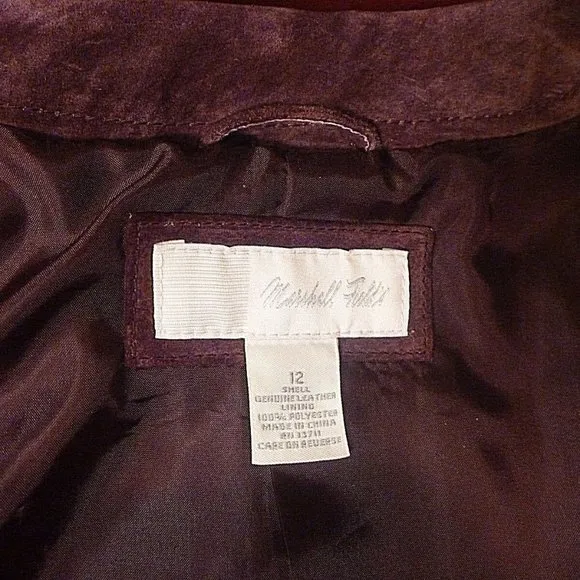 Medium 10 Soft Real Suede Leather Trim Over Coat Blazer Burgundy Vintage Jacket