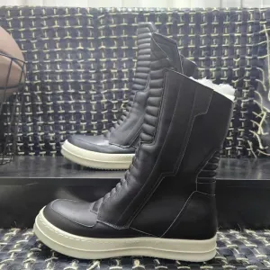 Men And Women Boots Motorcycle Mid-high Genuine Leather Chelsea Shoes