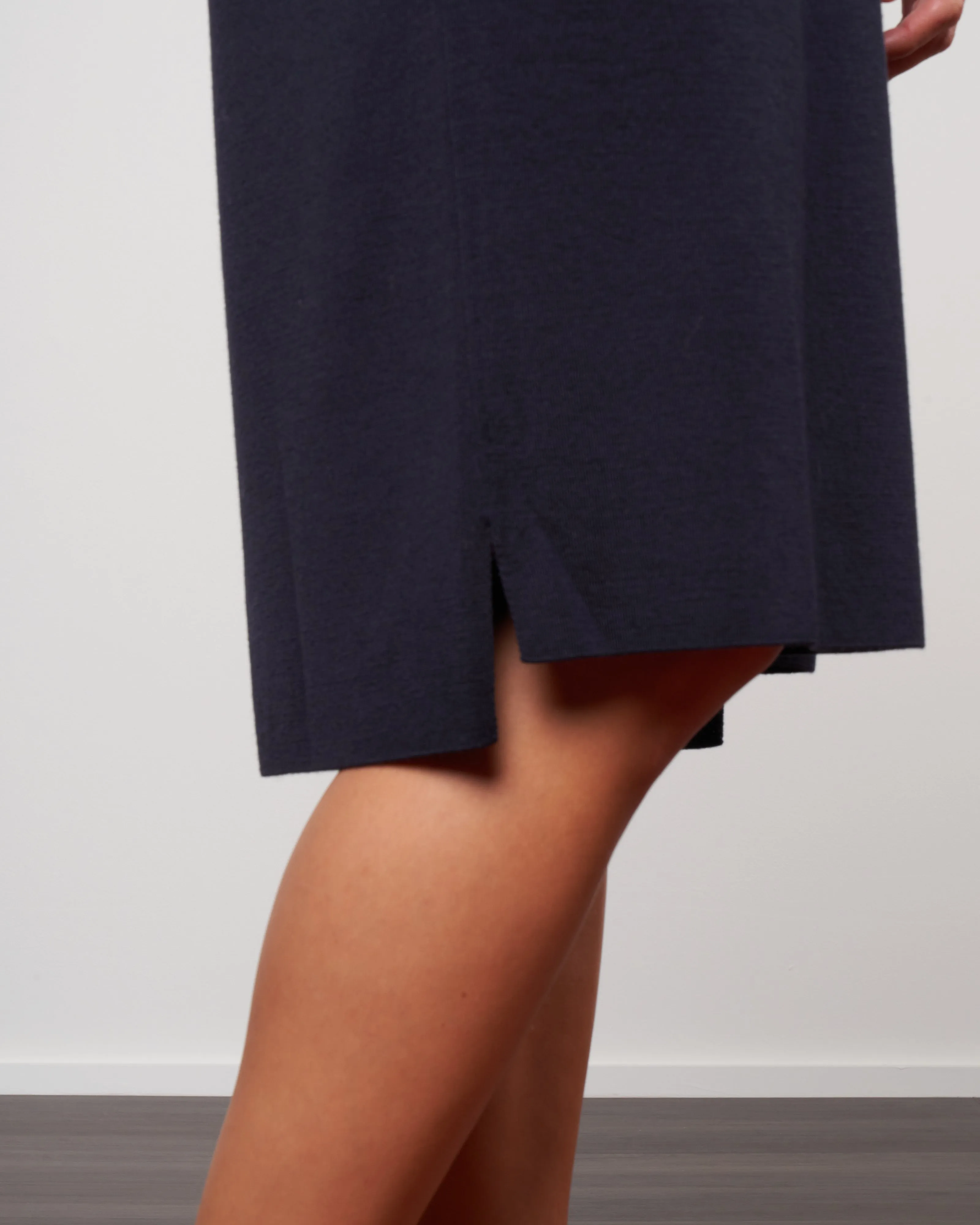 merina elbow sleeve high neck dress - deep night