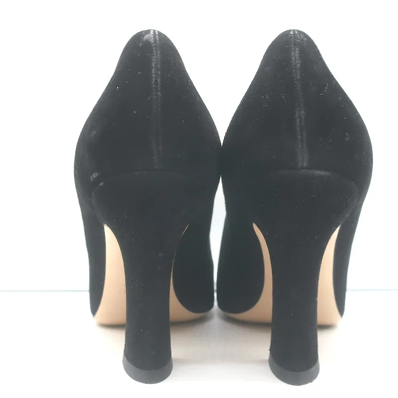 Miu Miu Bow Pumps Black Suede Size 38 Square Toe Heels