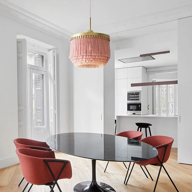Modern Tassel Drum Chandelier Pendant Light