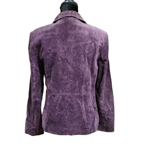 NEW  i.e Blazer Women's Purple Soft Suede Leather One Buttom Suit Jacket M
