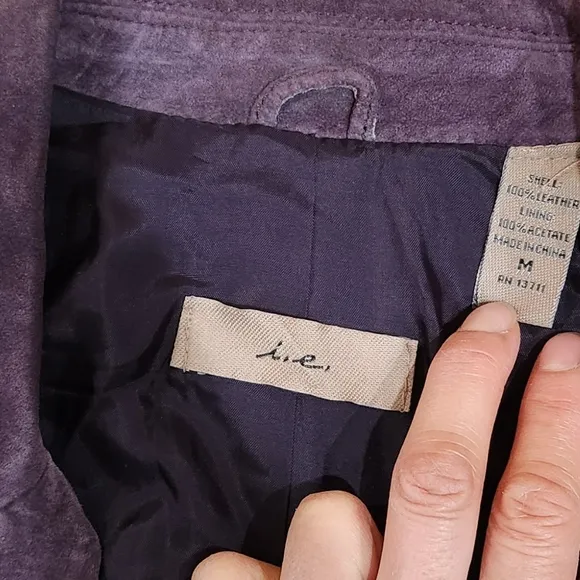 NEW  i.e Blazer Women's Purple Soft Suede Leather One Buttom Suit Jacket M