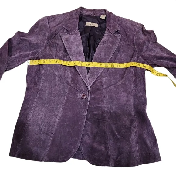 NEW  i.e Blazer Women's Purple Soft Suede Leather One Buttom Suit Jacket M