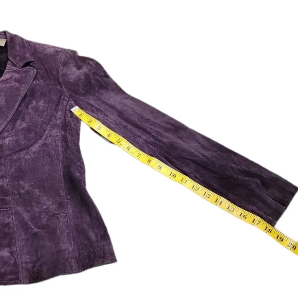 NEW  i.e Blazer Women's Purple Soft Suede Leather One Buttom Suit Jacket M