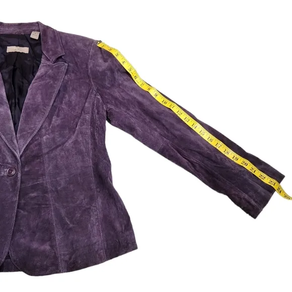 NEW  i.e Blazer Women's Purple Soft Suede Leather One Buttom Suit Jacket M