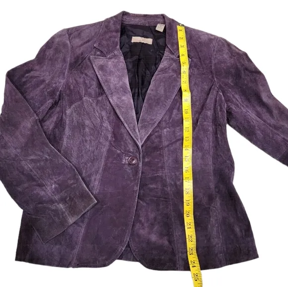 NEW  i.e Blazer Women's Purple Soft Suede Leather One Buttom Suit Jacket M