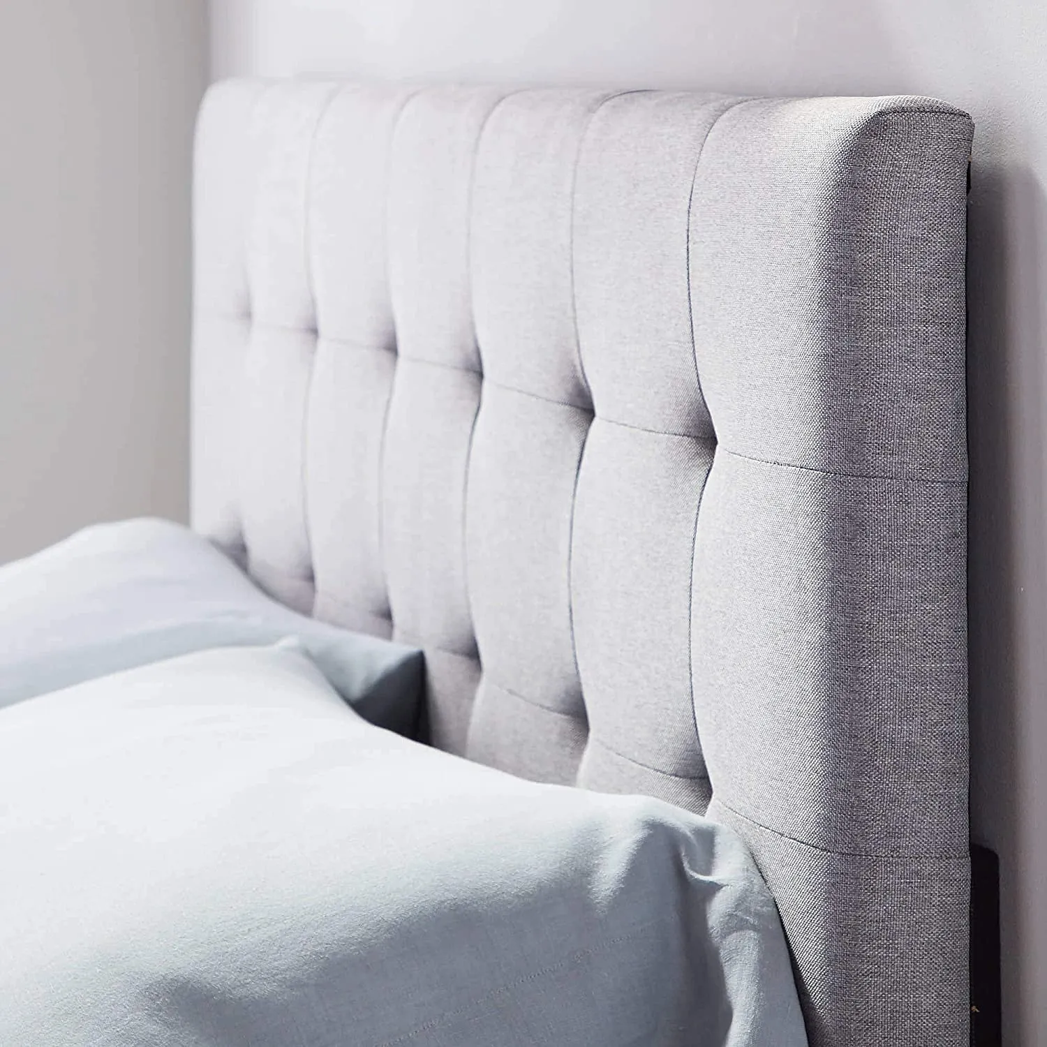 New in box! LUCID Square Tufted Mid Rise Headboard - Durable Wood Construction - Adjustable Height - Queen,Stone Grey Retails $205 w/tax!