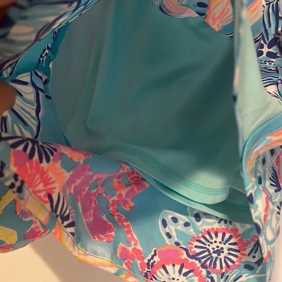 New Lilly Puiltzer Luxletic 4&quot; Ocean Trail Shorts Bali Blue Once Upon a Tide