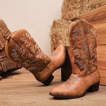 NEW Retails $240 Embroidered High Heel Western Cowboy Boots Sz 9 Mens
