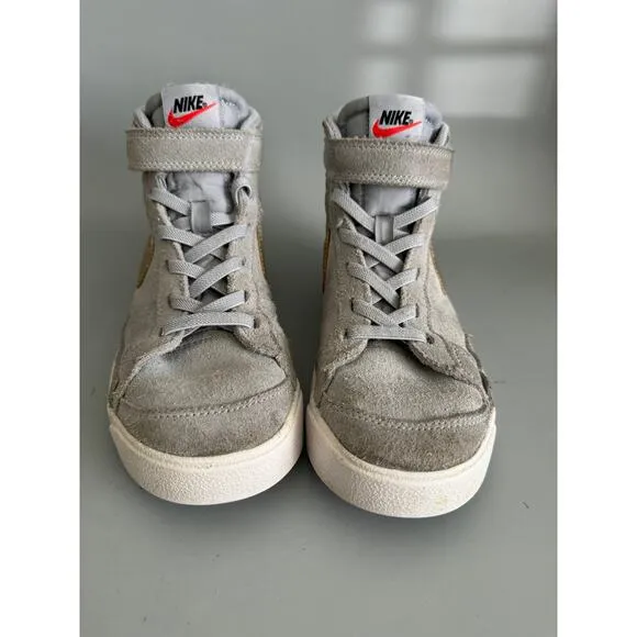 Nike Blazer 77 Kids Size 1 Gray Metallic Gold Suede High Tops