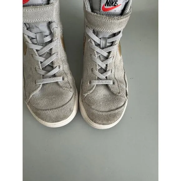 Nike Blazer 77 Kids Size 1 Gray Metallic Gold Suede High Tops