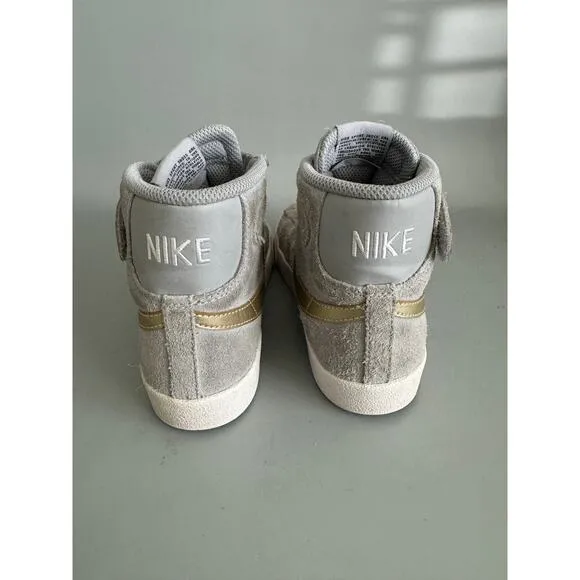 Nike Blazer 77 Kids Size 1 Gray Metallic Gold Suede High Tops