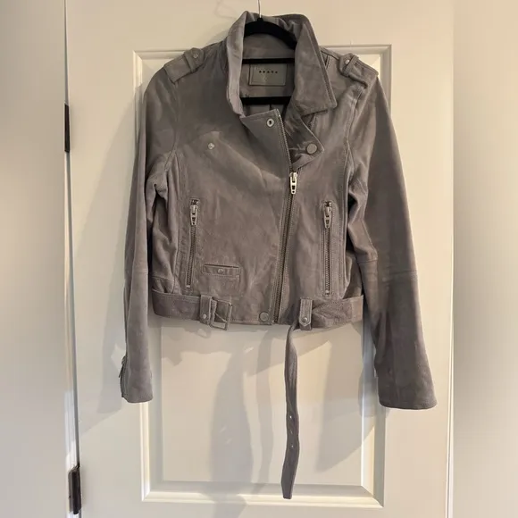 NWHT Blank NYC Cloud Grey Suede Moto Jacket