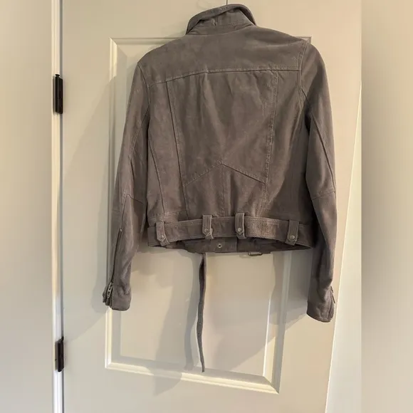 NWHT Blank NYC Cloud Grey Suede Moto Jacket